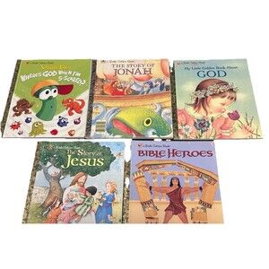 Little Golden Books Religious Lot of 5 Jesus Jonah God VeggieTales Bible Heroes